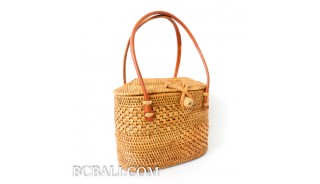 exotic hand woven rattan handbag ethnic design from bali